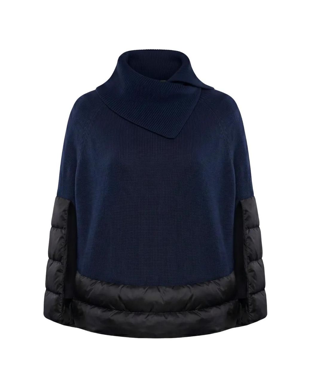 Moorer Blue Panelled High-Neck Sweater