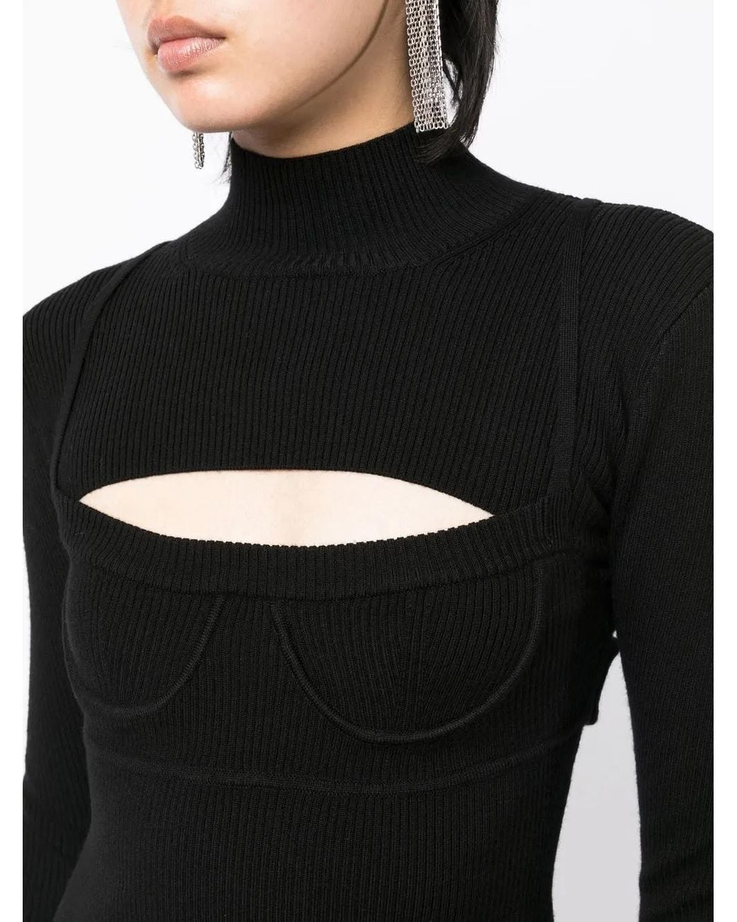 Monse Black Ribbed-Knit Bodycon Mini Dress