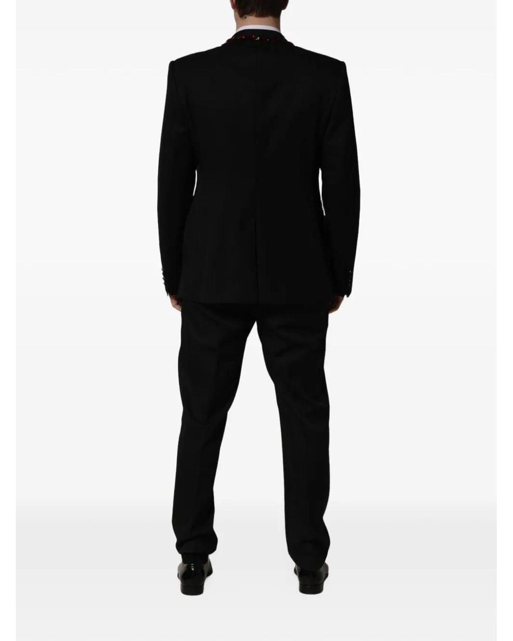Dolce & Gabbana Black Crystal-Embellished Single-Breasted Suit for men
