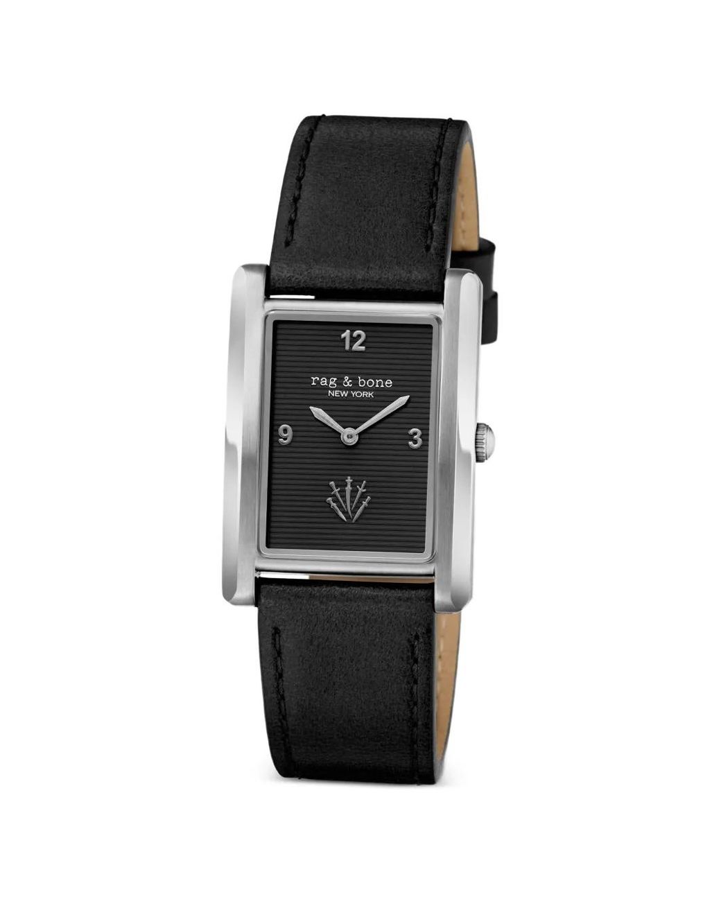 Rag & Bone Black Rectangular 26Mm Watch for men