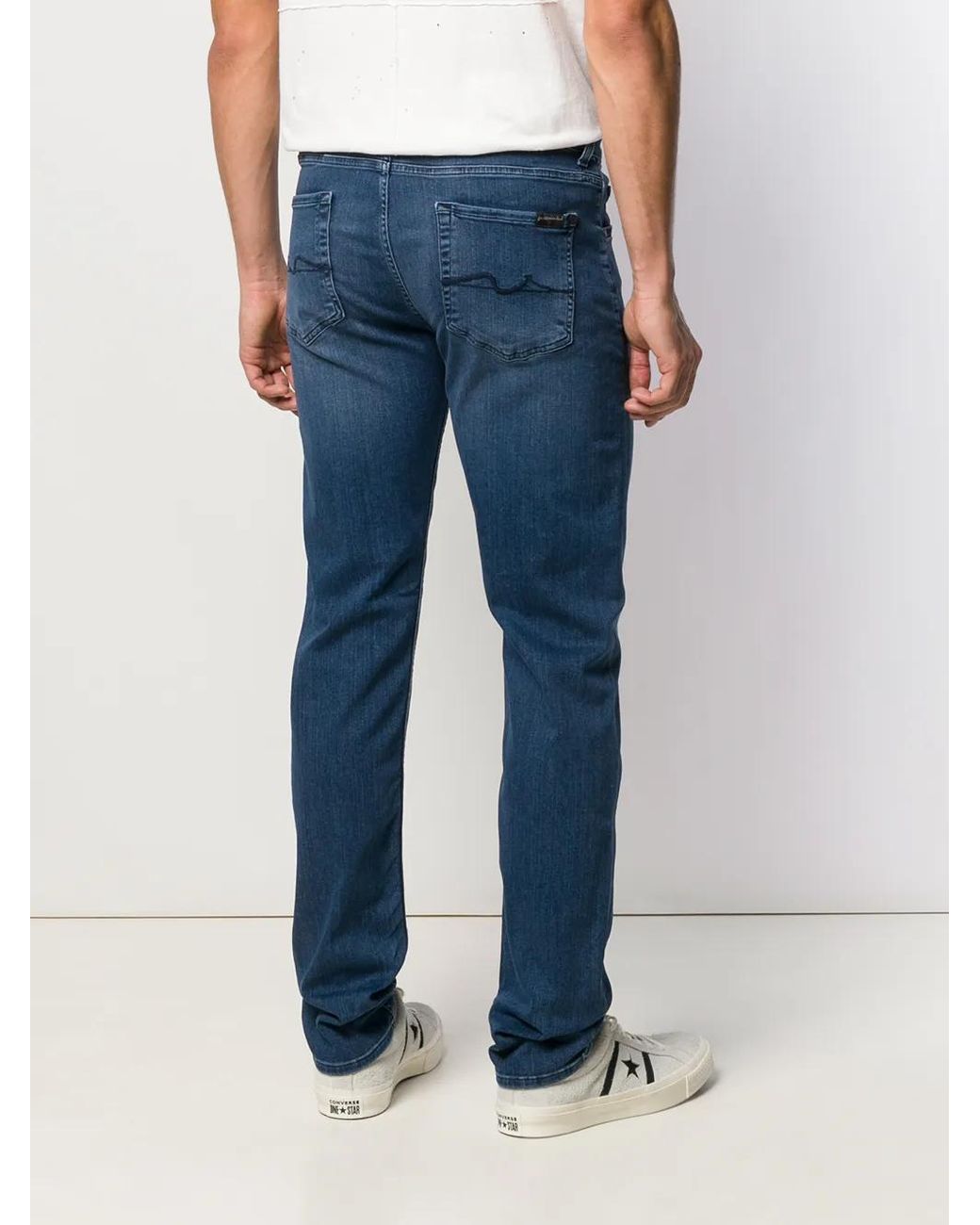 7 For All Mankind Blue Slimmy Tapered Jeans for men