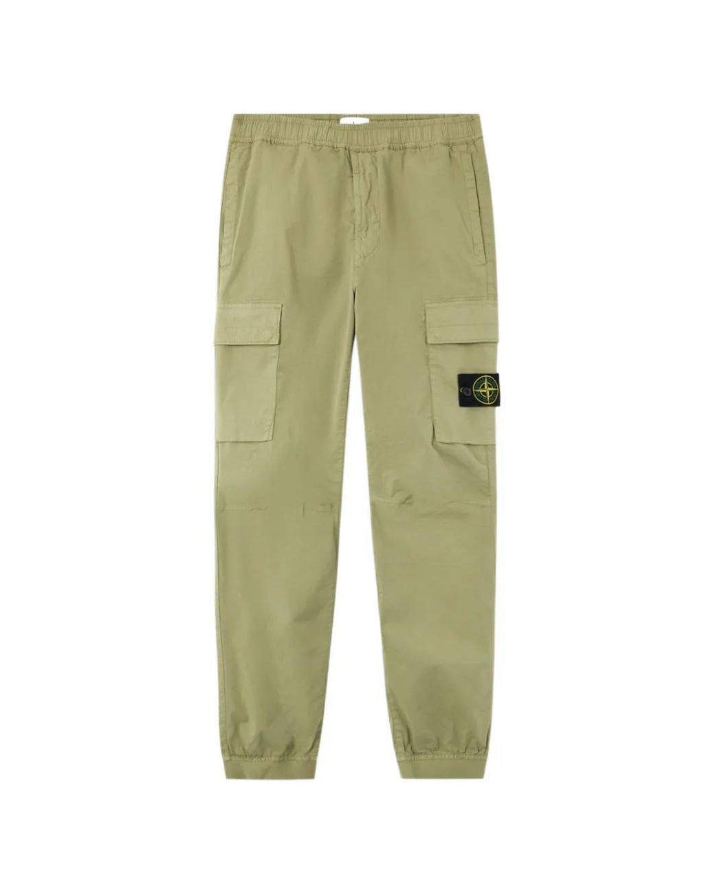 Stone Island Green Logo-Patch Cargo Pants for men