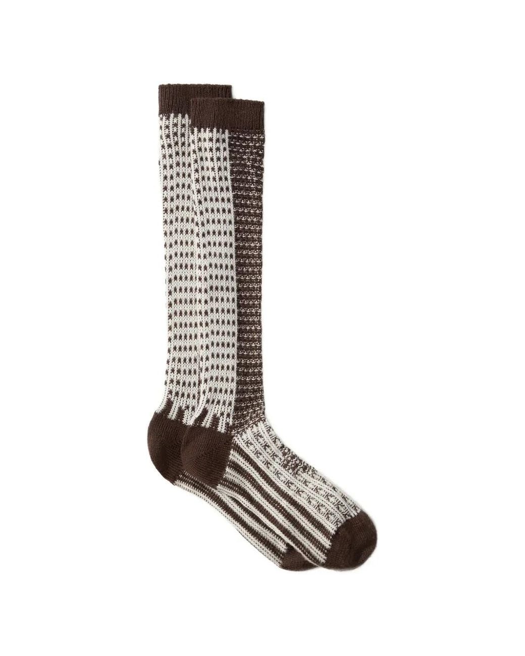 MM6 by Maison Margiela White Jacquard-Knit Socks