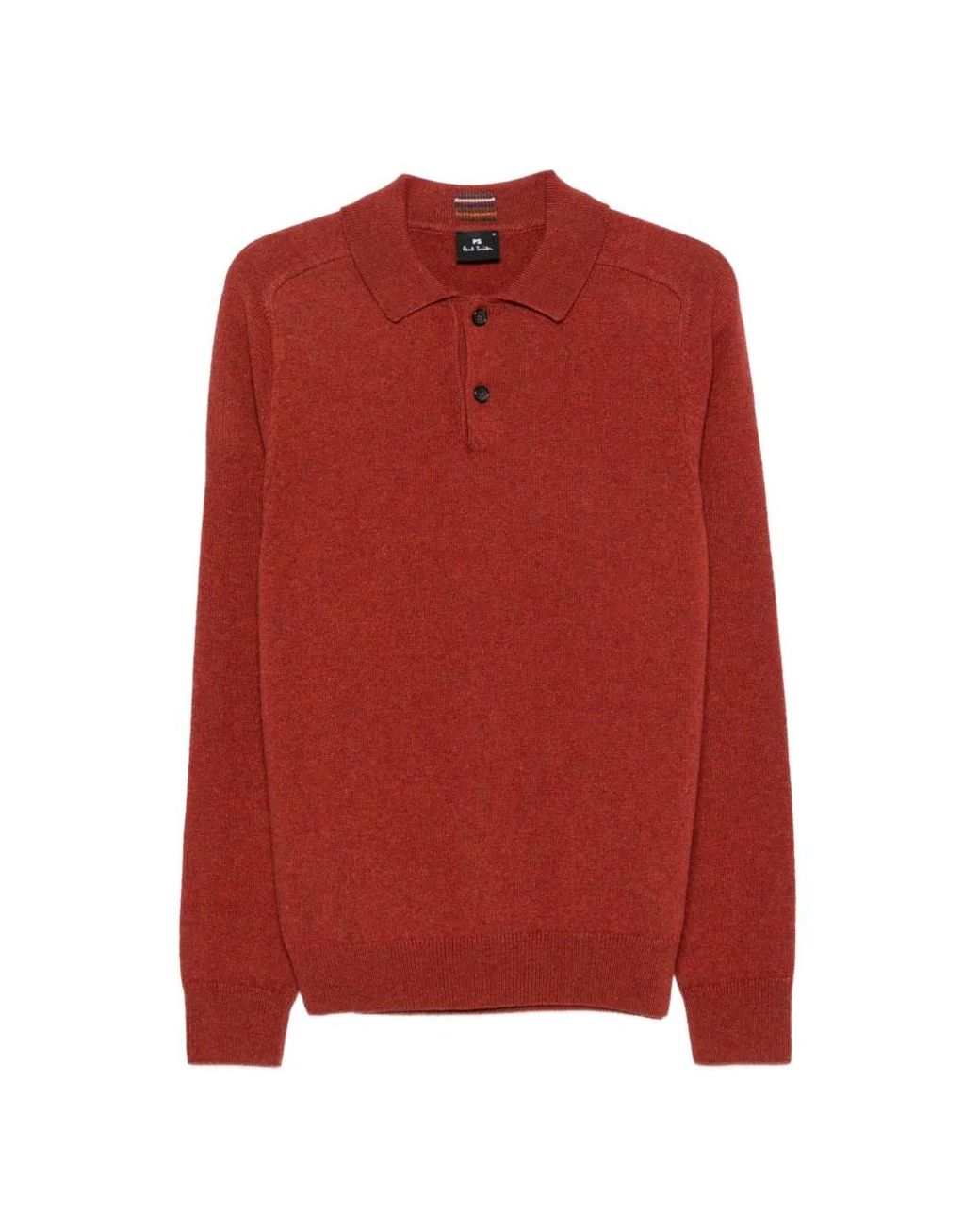 Paul Smith Red Merino Wool Polo Sweater for men