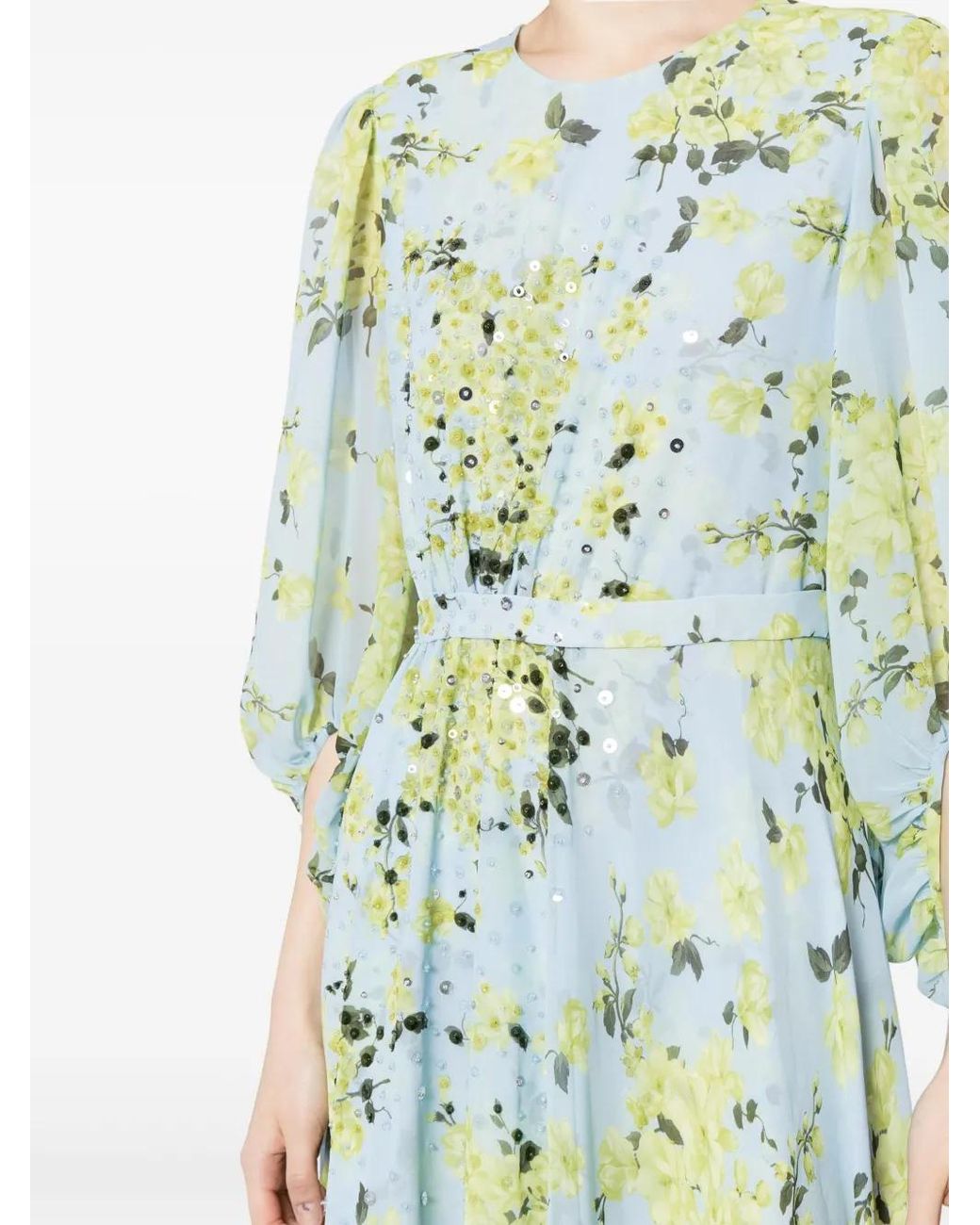 Sachin & Babi Green Bianca Chiffon Gown