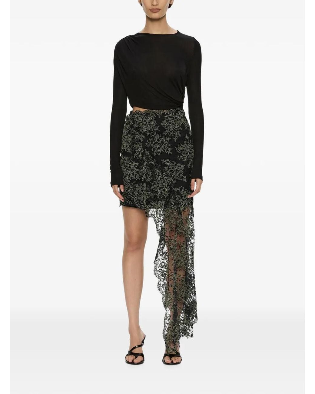Christopher Esber Black Verve Twisted-Lace Assymetric Dress