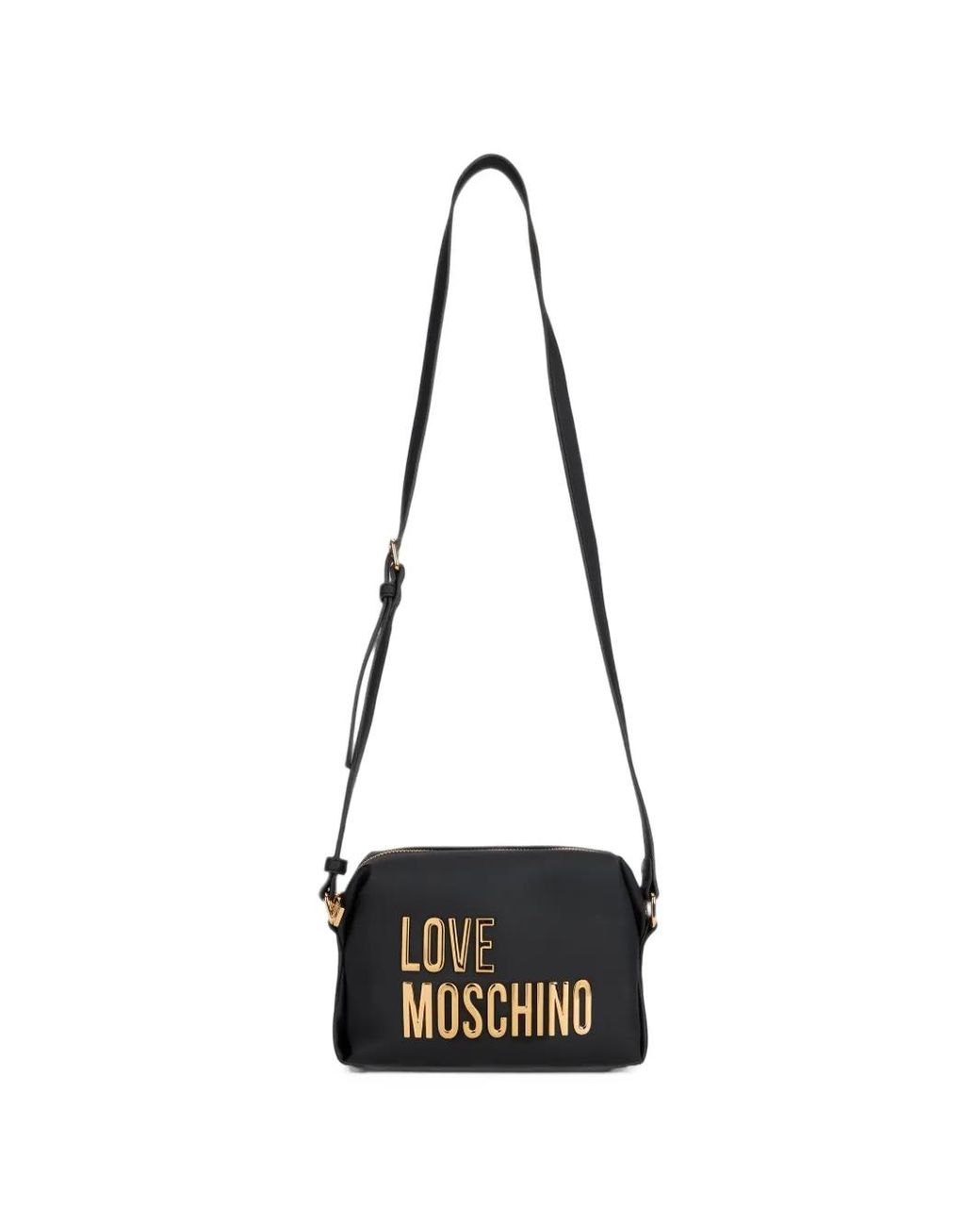 Love Moschino White Logo-Lettering Zip-Top Shoulder Bag