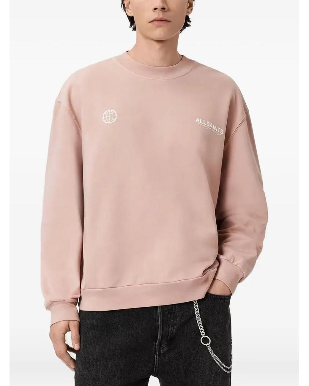 AllSaints Pink Sweat Emblem À Logo Imprimé for men