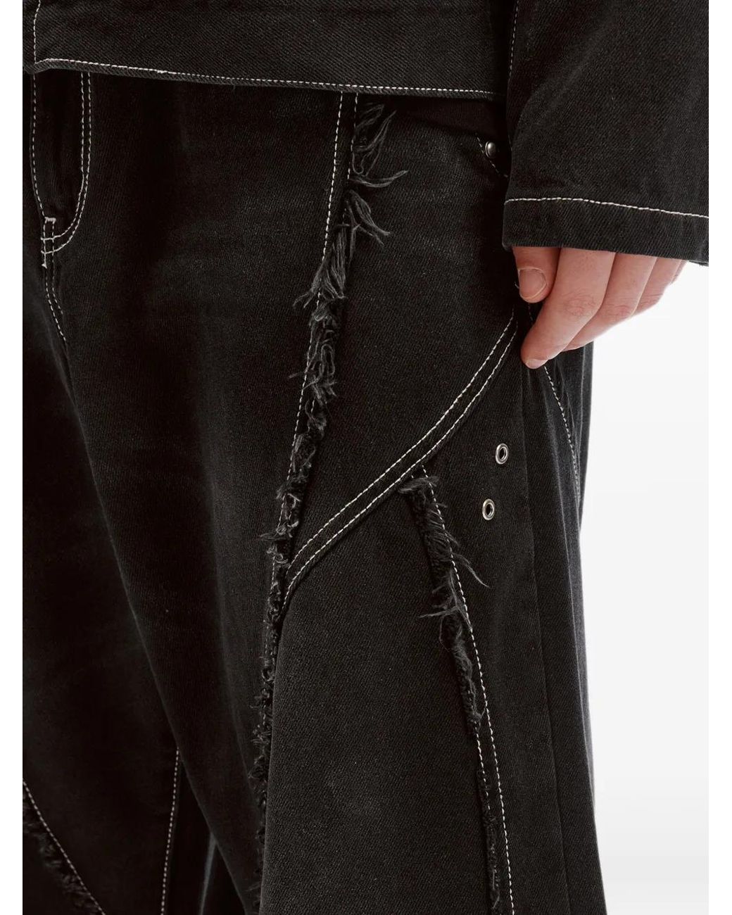 FIVE CM Black Raw-Edge Panelled Jeans for men
