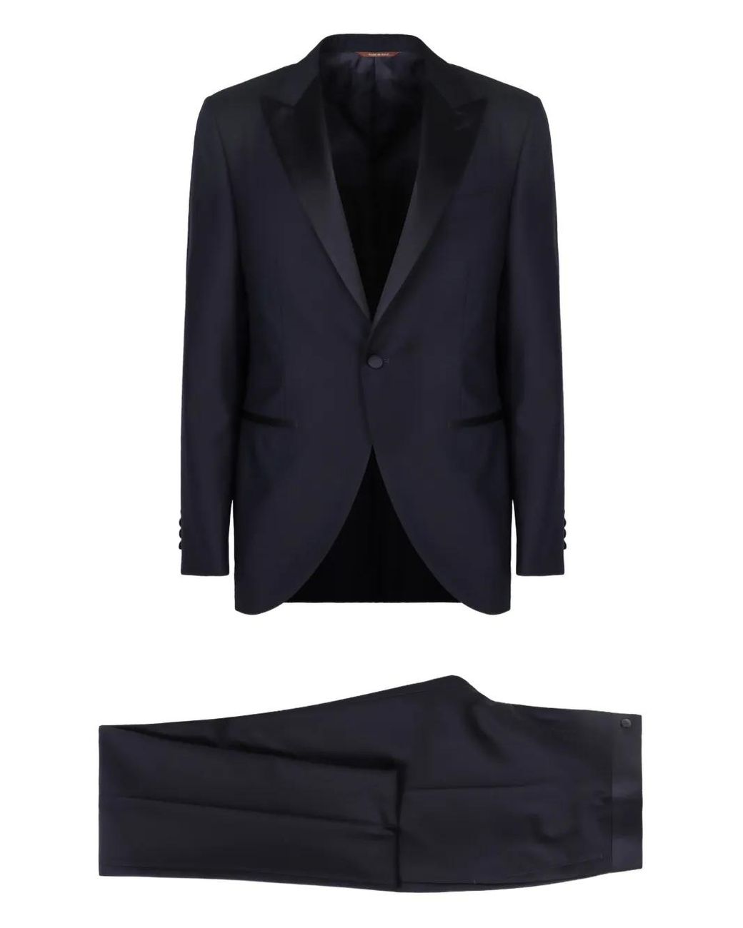 Canali Blue Satin-Lapel Wool Suit for men