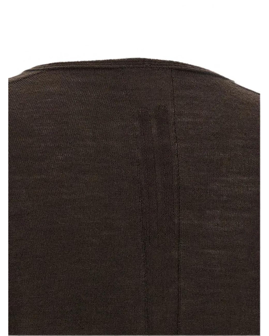 Rick Owens Black V Cropped Top Bat-Sleeve Wool Sweater