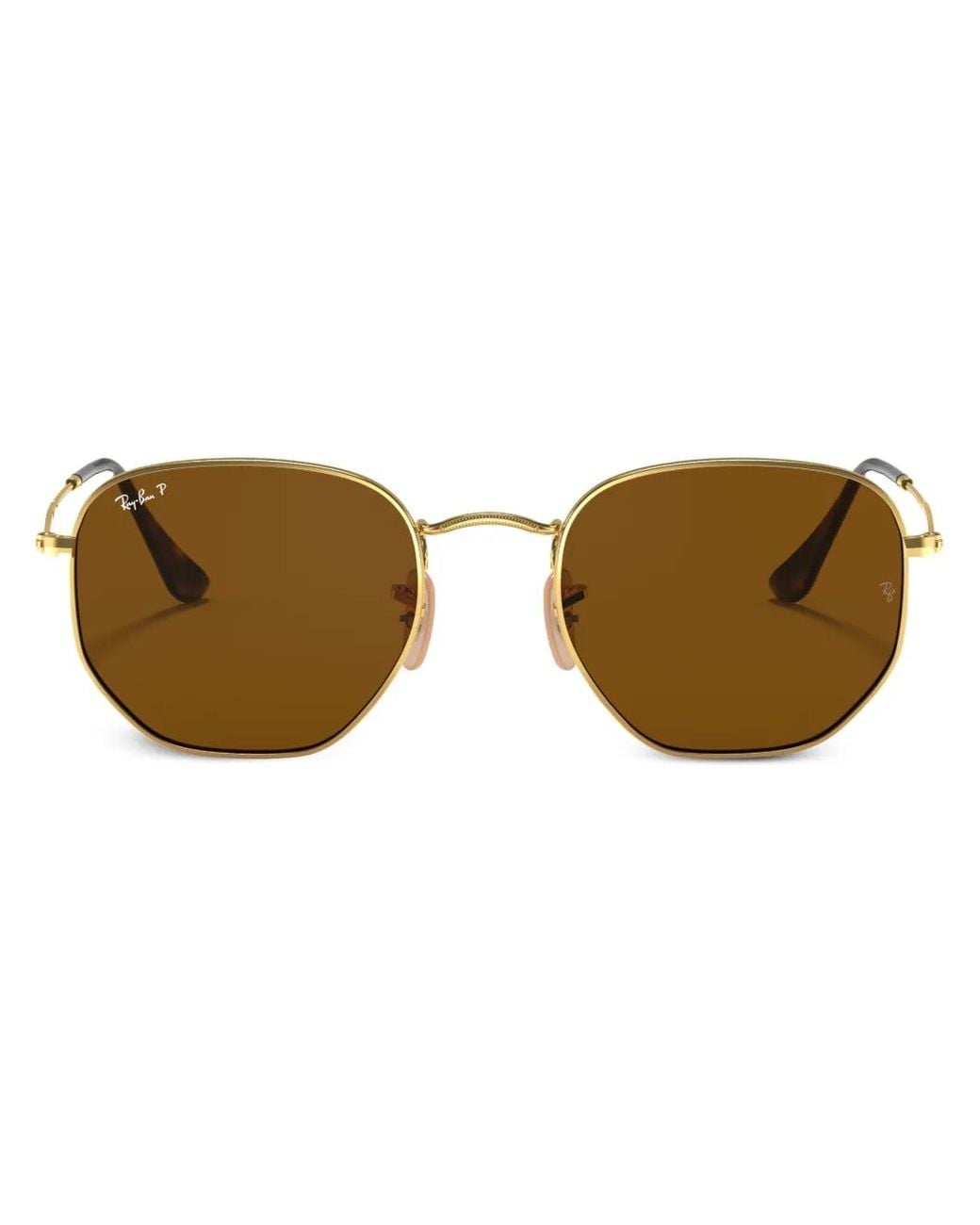 Ray-Ban Brown Hexagonal Flat Sunglasses