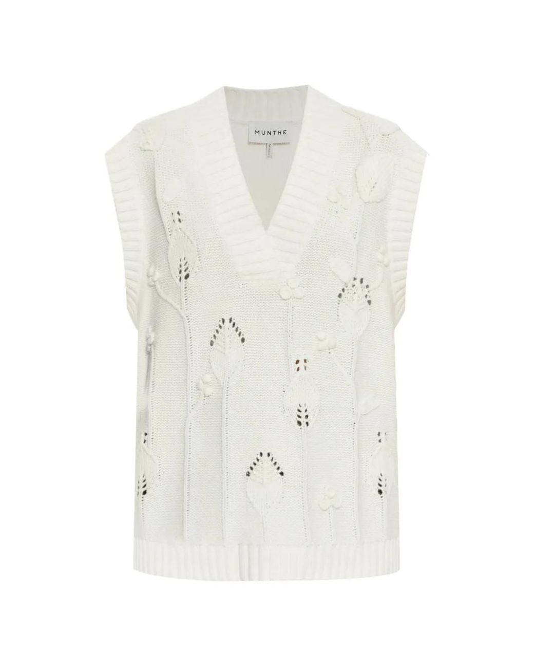 Munthe White Baburi Leaf-Embroidered Vest