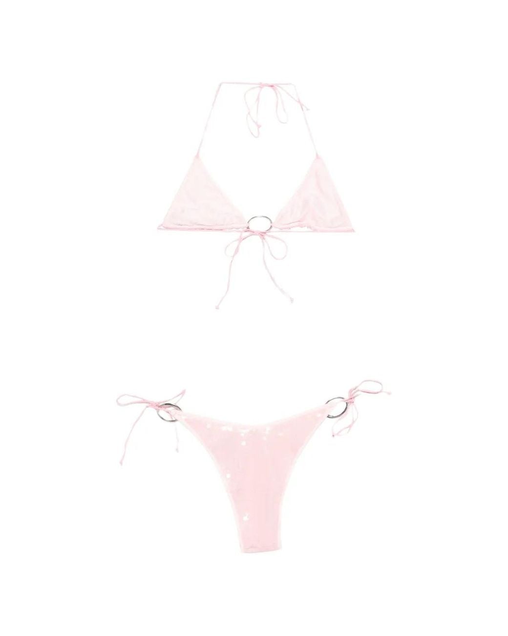 Oseree Pink Bikini Brodé De Sequins