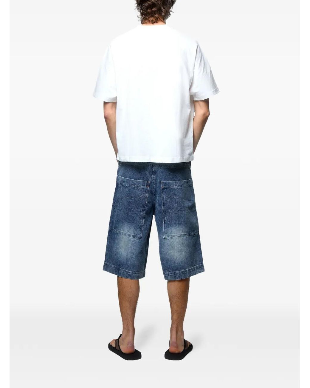 GODMADE Blue Embroidered-Logo Whiskered Shorts for men