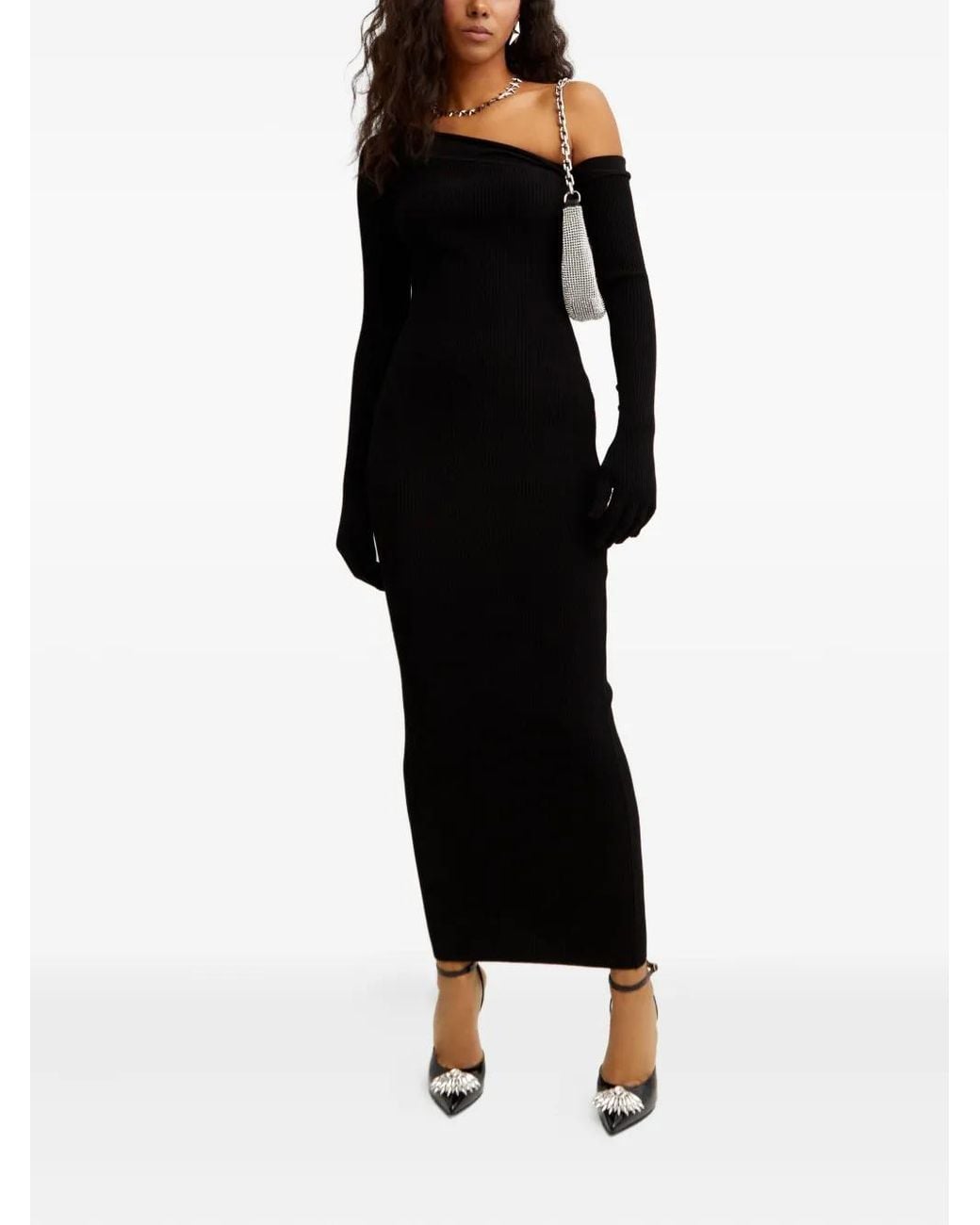 Jean Paul Gaultier Black Ribbed-Knit Maxi Dress