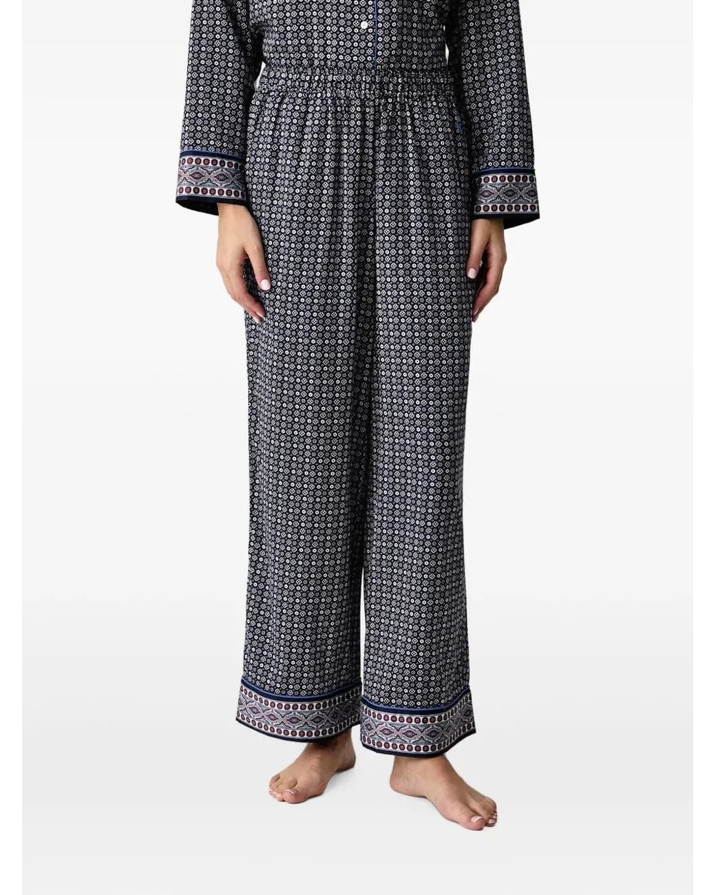 Polo Ralph Lauren Gray Geometric-Print Piping-Detail Pyjamas