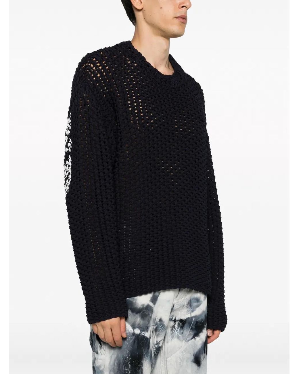 Stone Island Black Logo Macramé Jumper for men