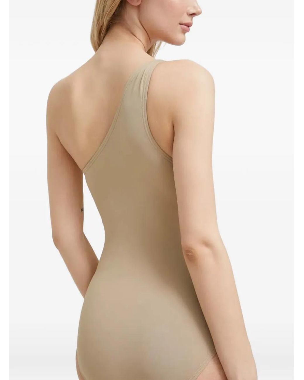 MICHAEL Michael Kors Natural One-Shoulder Ring-Detail Swimsuit