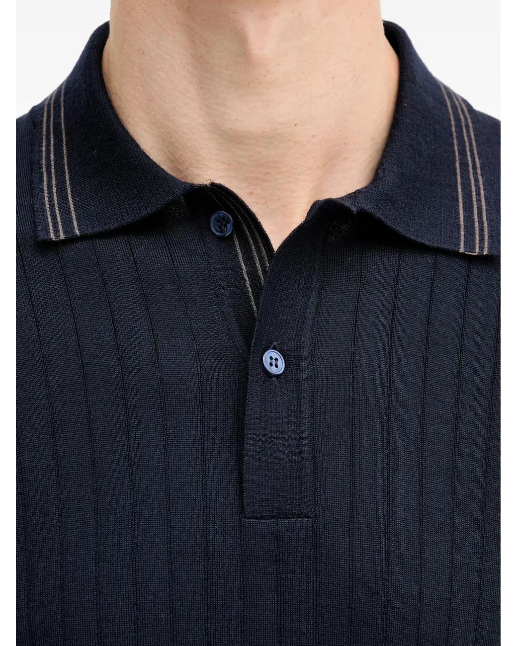 Paul & Shark Blue Ribbed Collared Polo Shirt for men
