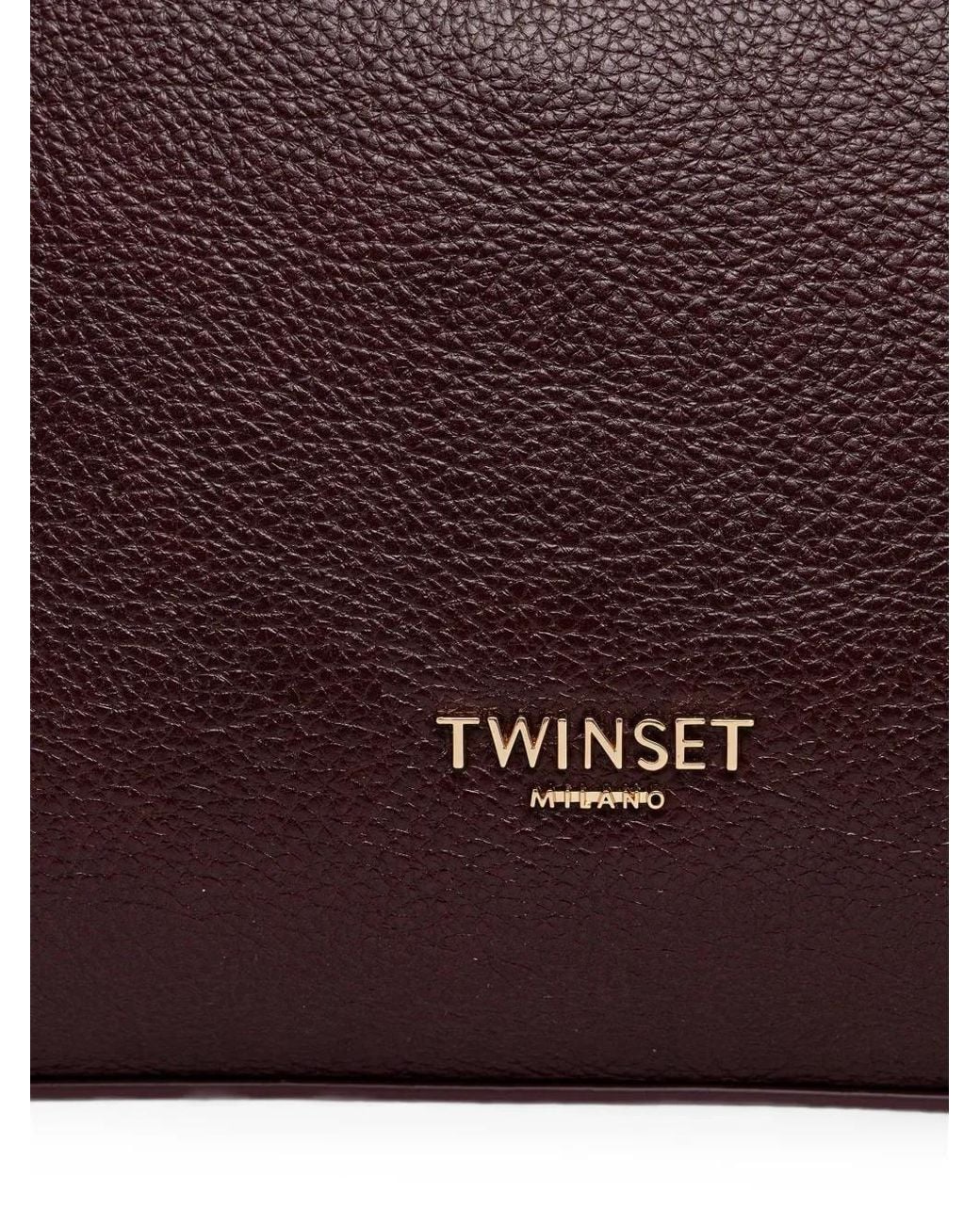 Twinset Purple Grained Faux-Leather Shoulder Bag