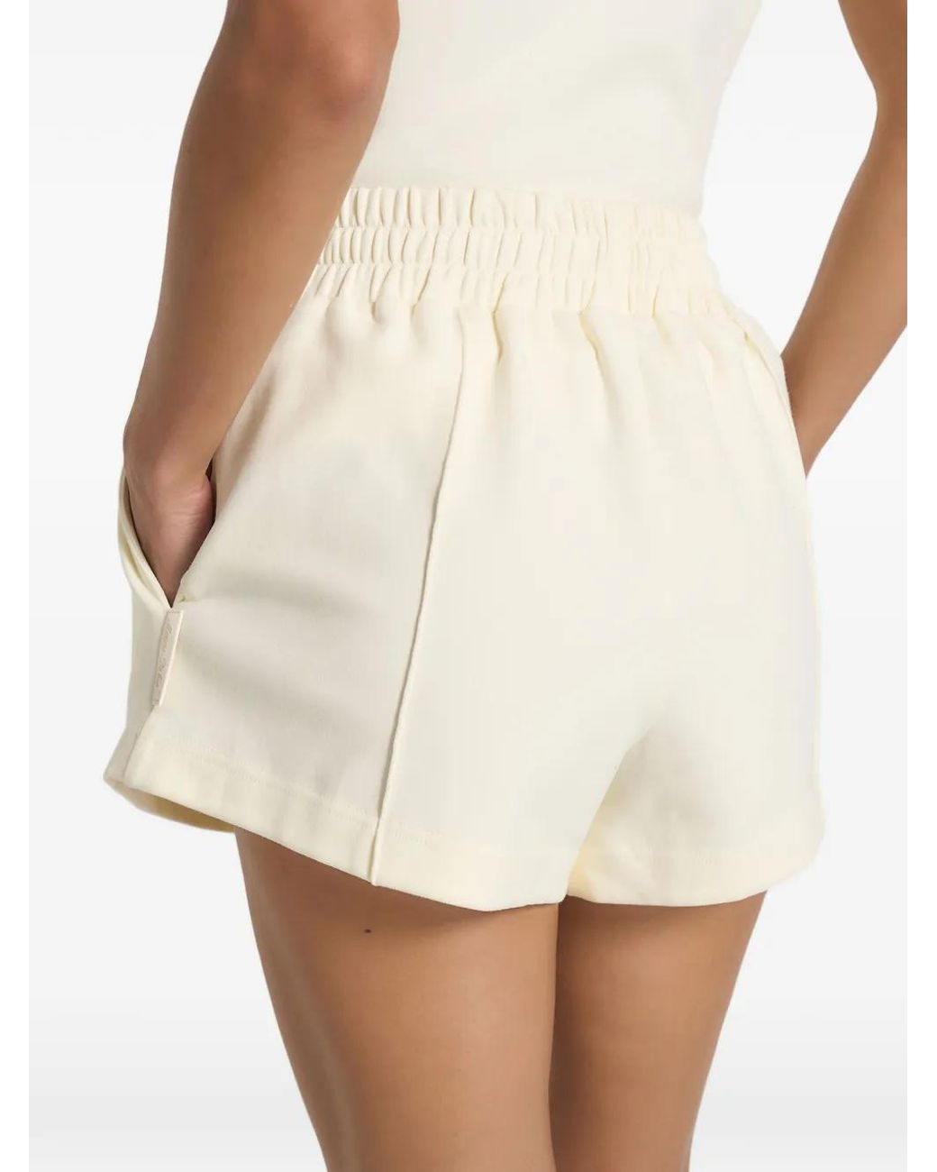 Manière De Voir White Short En Coton Sh002 À Taille Froncée