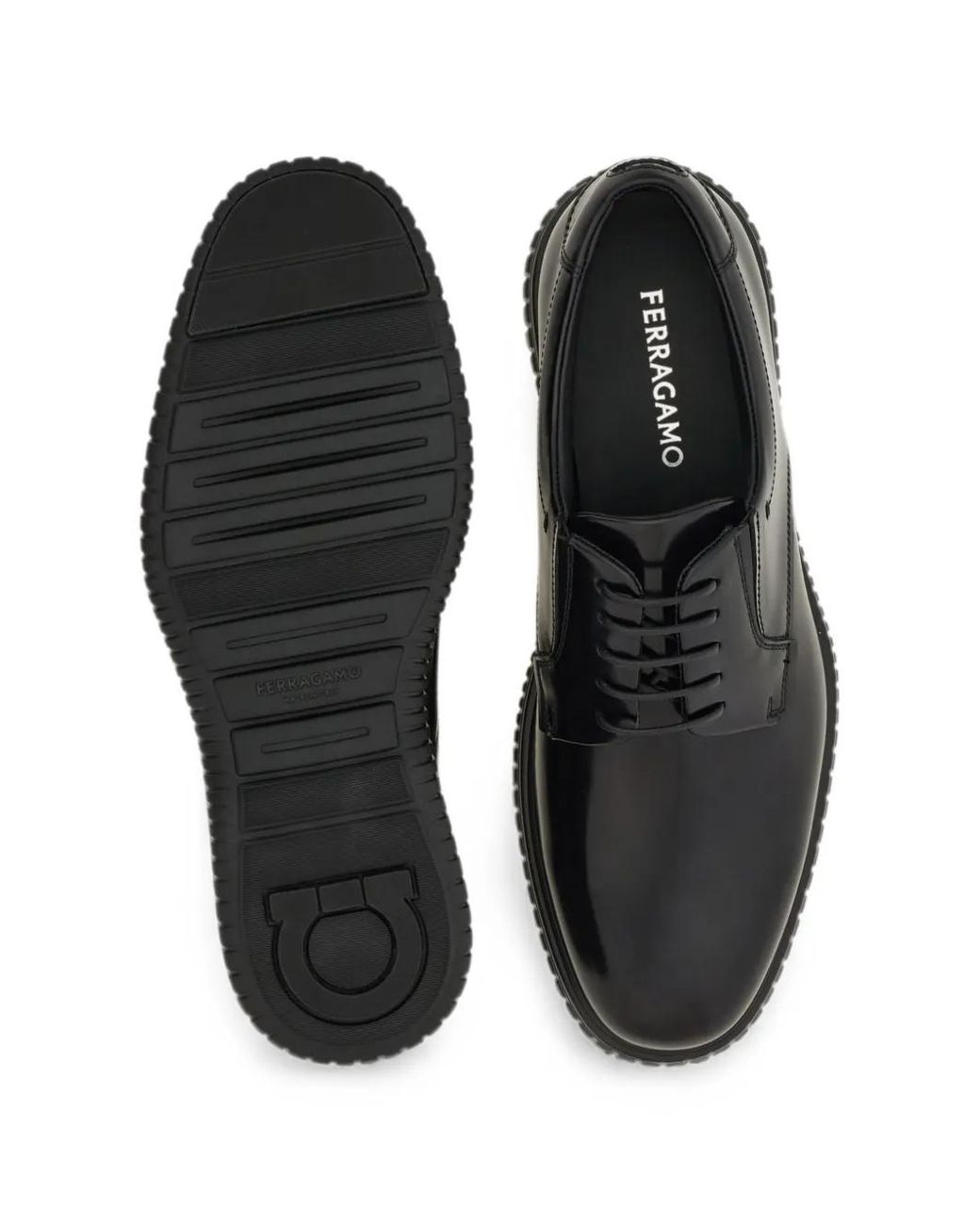 Ferragamo Black Casual Derby Shoes for men