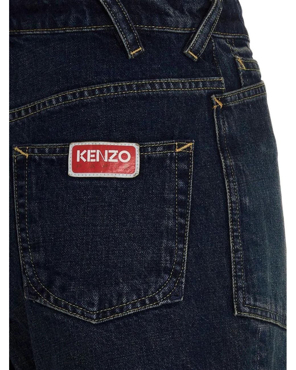 KENZO Blue Logo-Patch Denim Shorts