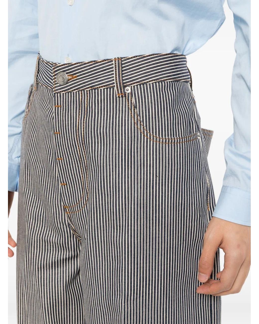 AMI Gray Jean Droit À Rayures for men