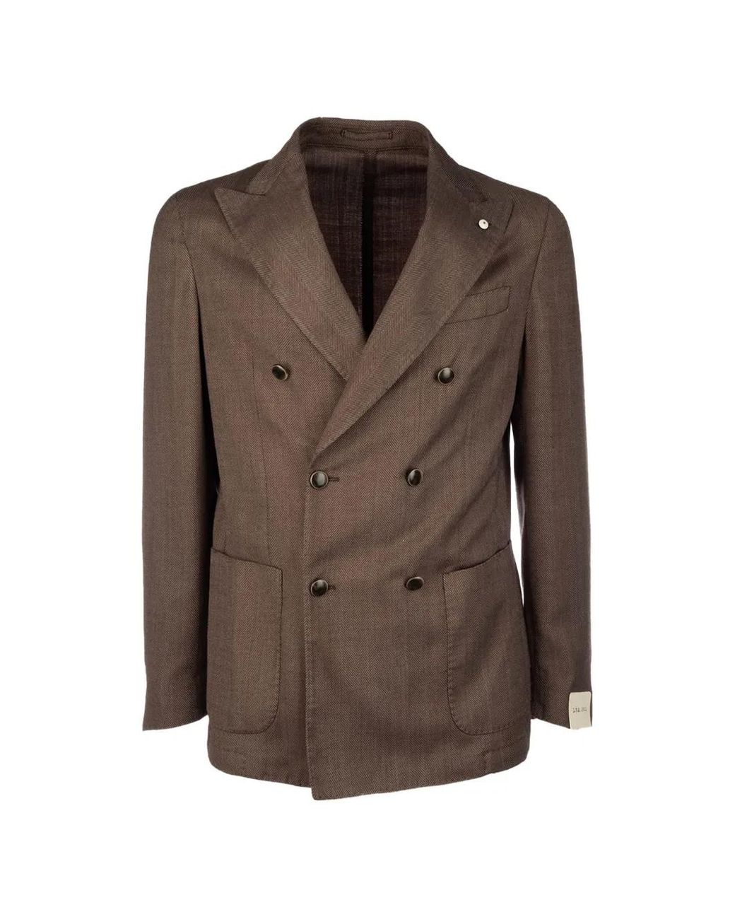 L.b.m. 1911 Brown Tom Double-Breasted Herringbone Jacket for men