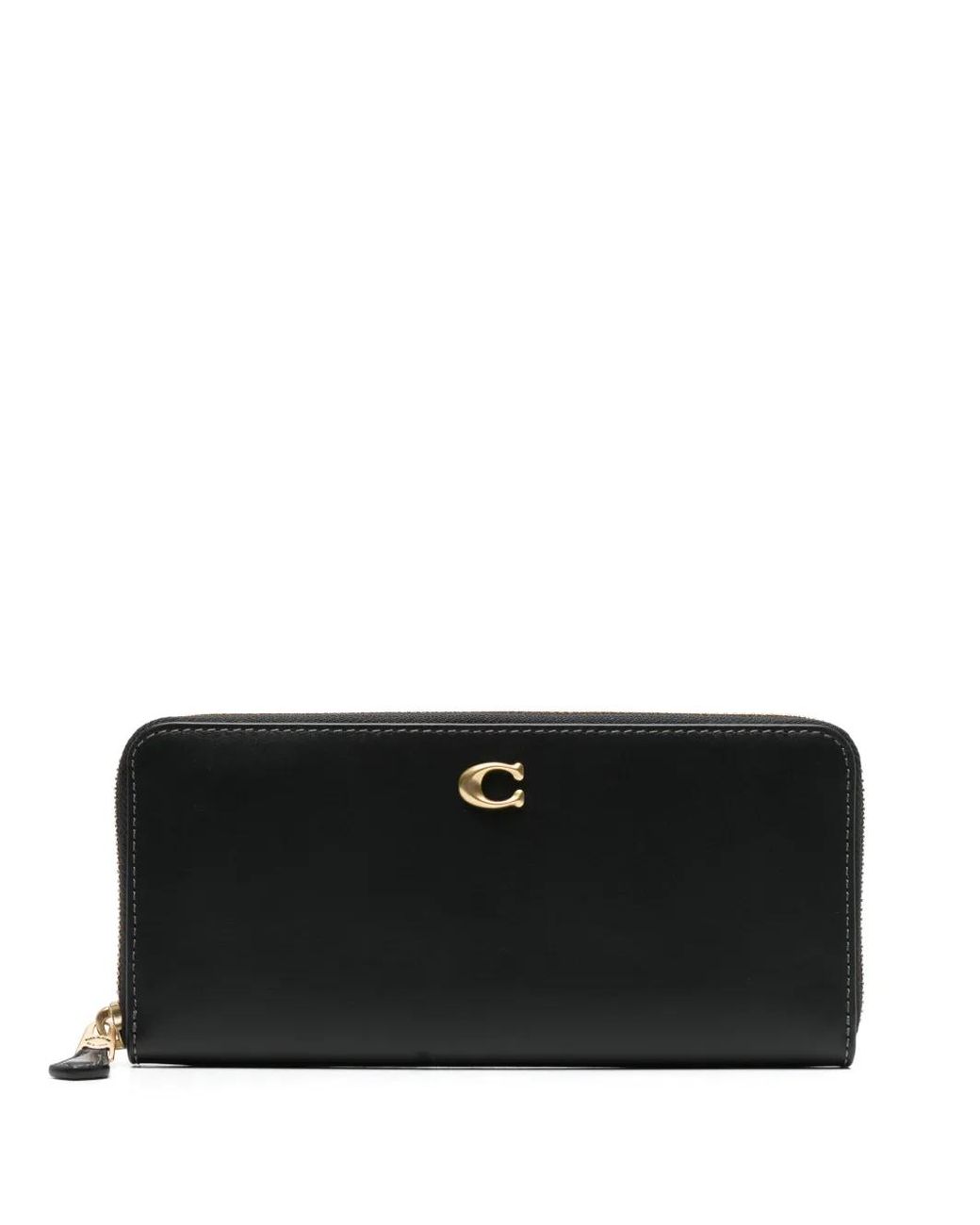 COACH Black Slim Accordion Leather Wallet