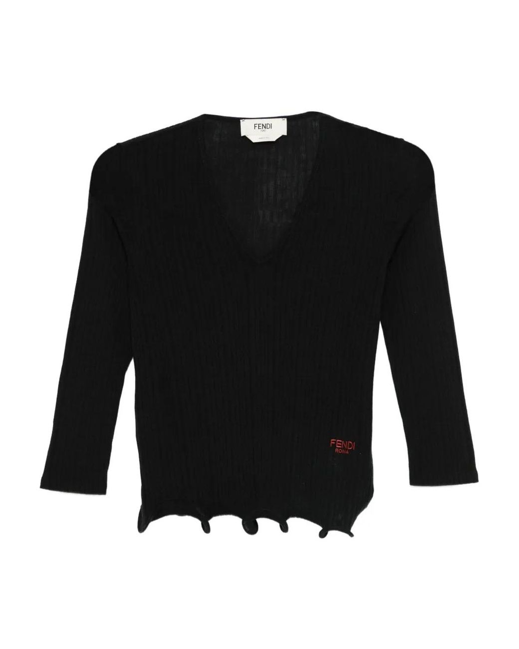 Fendi Black V-Neck Top