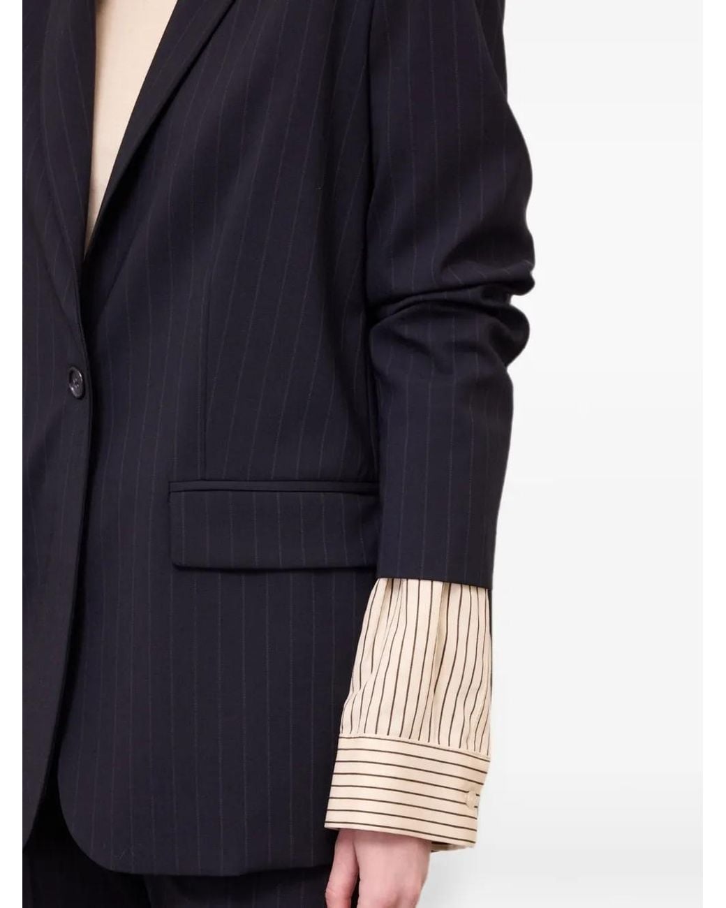 Ottod'Ame Blue Pinstripe-Pattern Back-Slit Jacket