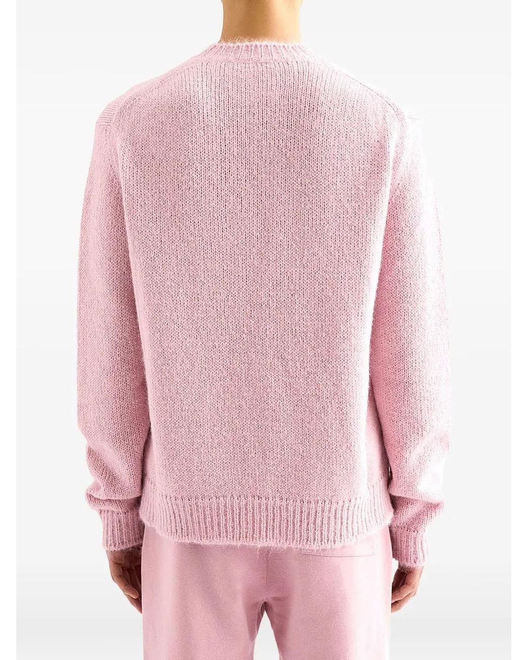 Jil Sander Pink Ribbed Crew-Neck Sweater for men