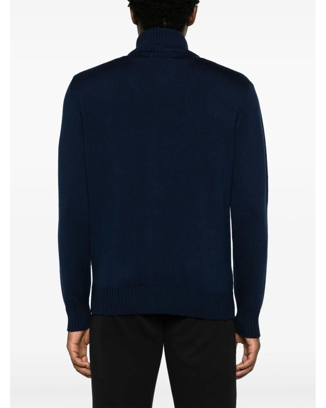 Ballantyne Blue High-Neck Wool Cardigan for men