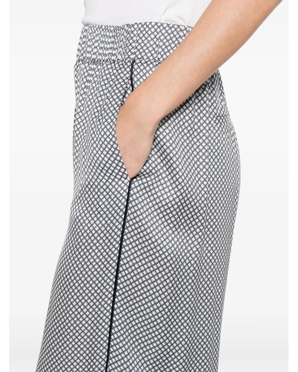 Peserico Gray Patterned Side Stripe Trousers