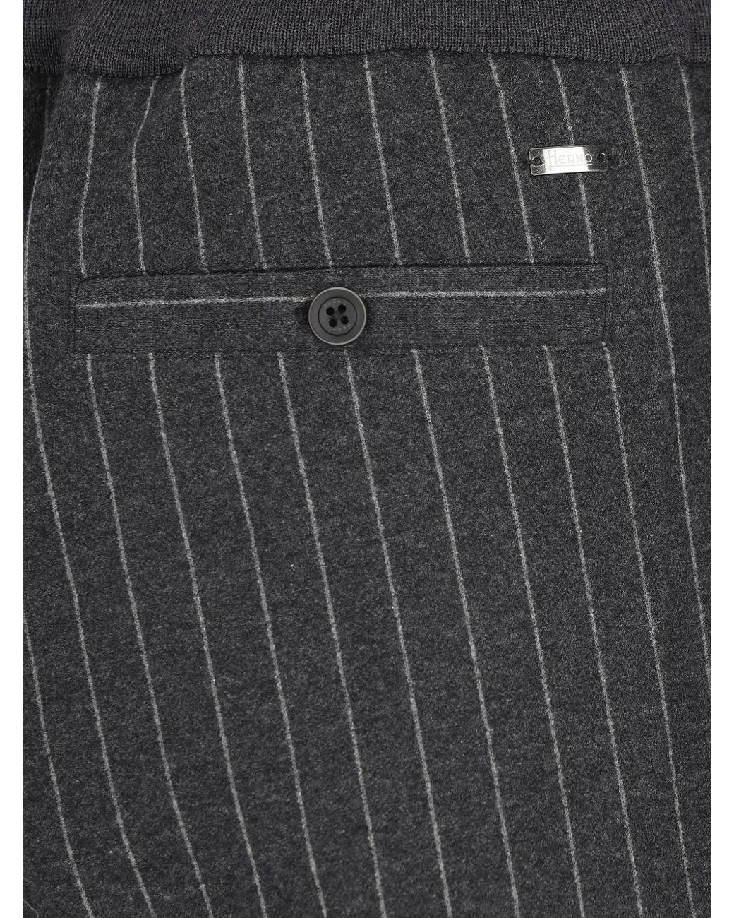 Herno Gray Pinstripe-Pattern Drawstring Trousers for men
