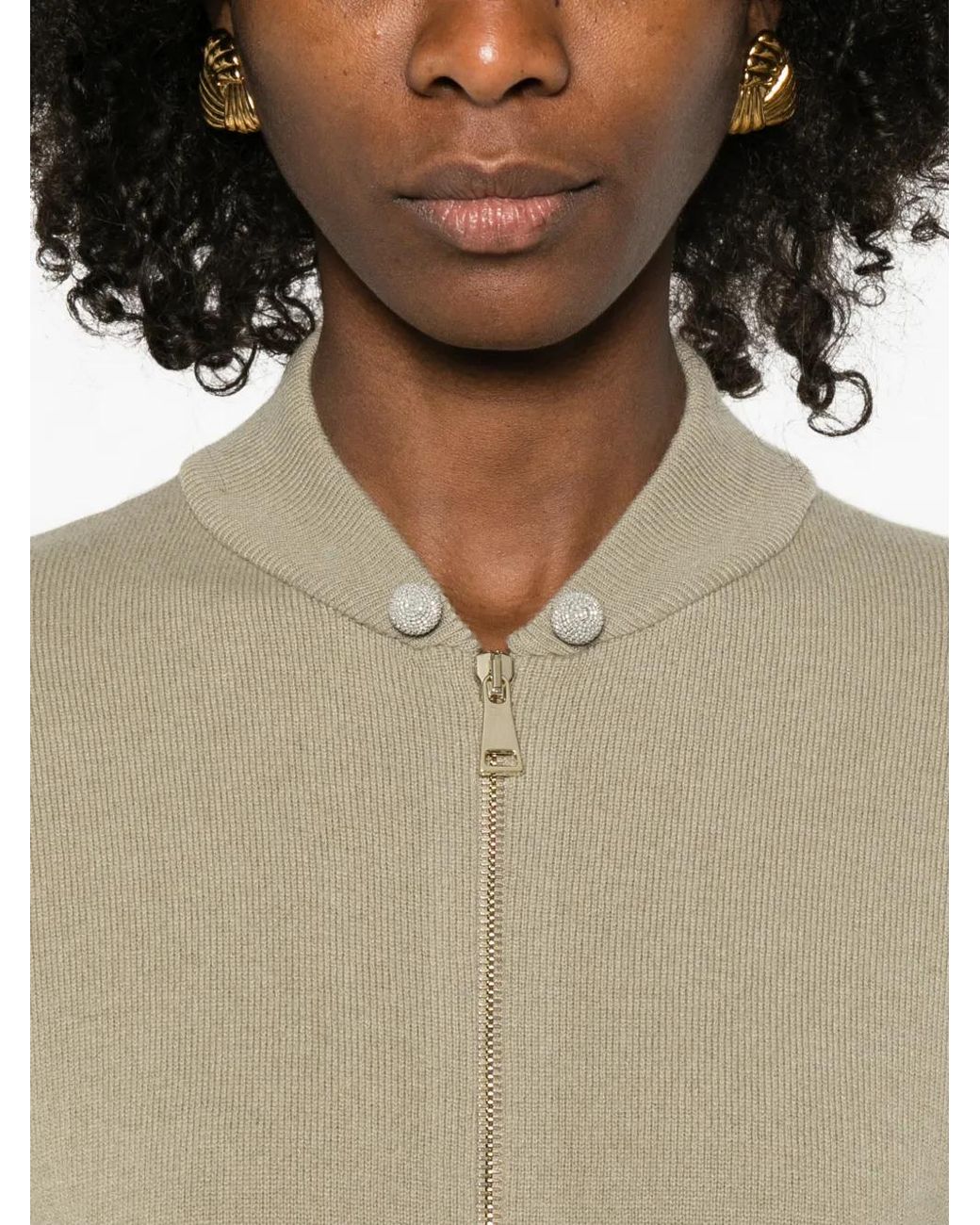 Fabiana Filippi Natural Zip-Fastening Cardigan