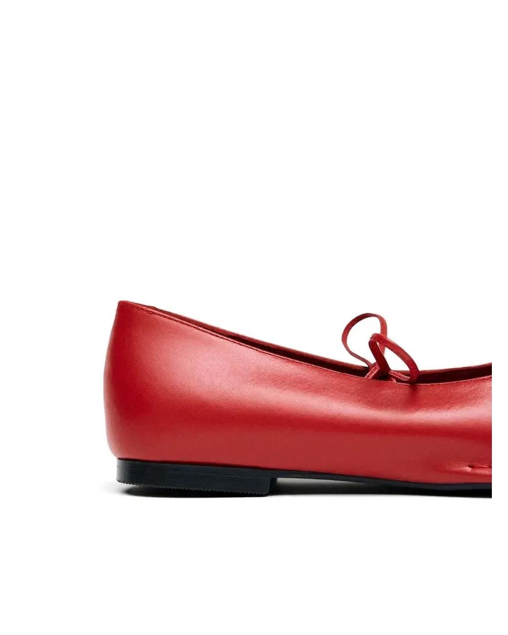 Alohas Red Sway Tie Square-Toe Ballet Flats