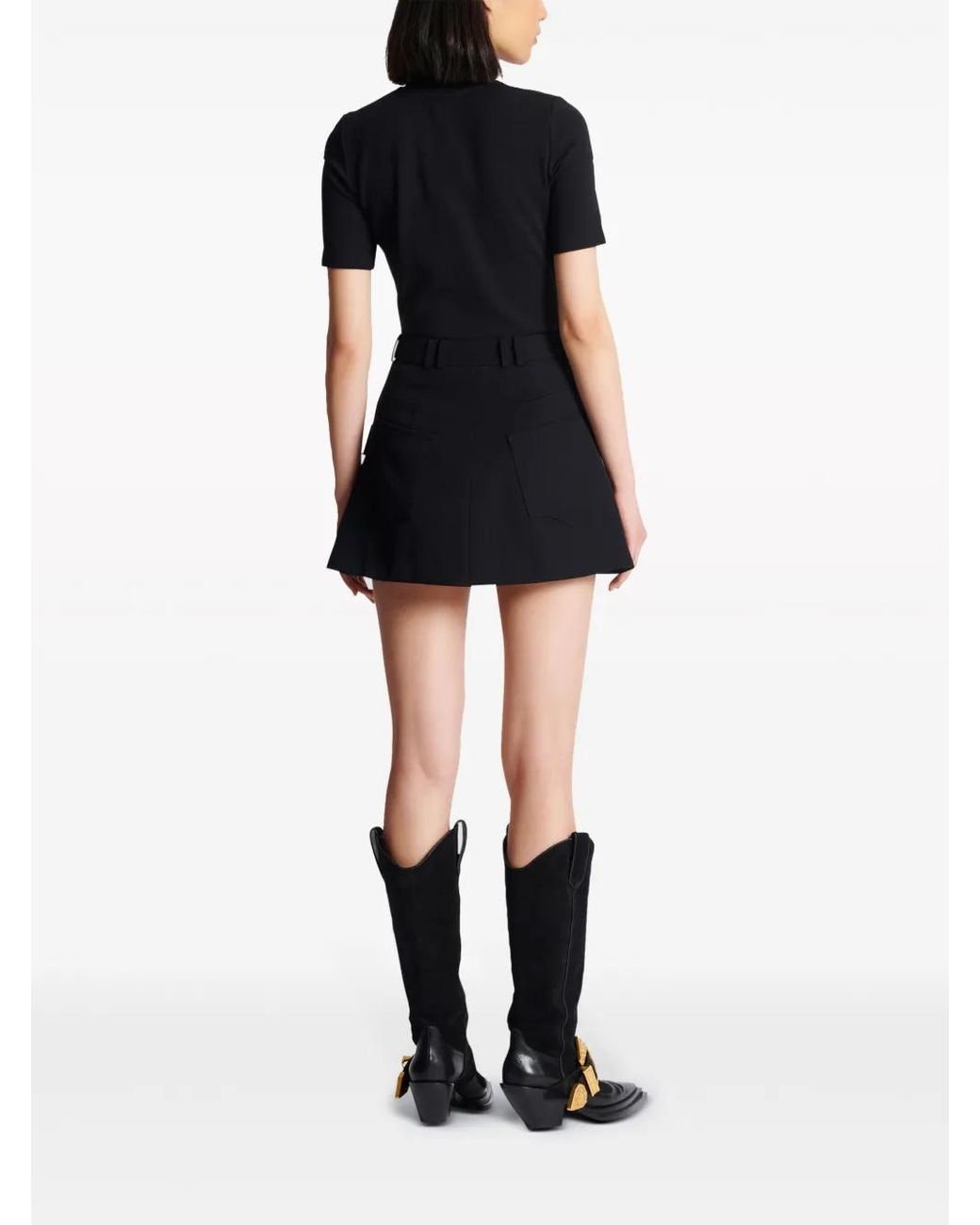 Balmain Black Wool Mini Skirt For