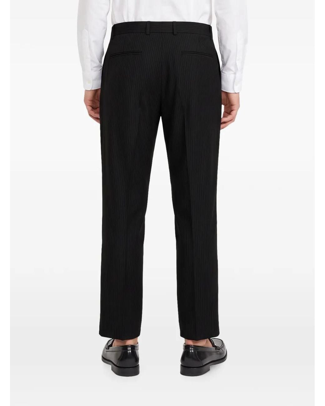 Another Aspect Black Pinstripe-Pattern Trousers for men