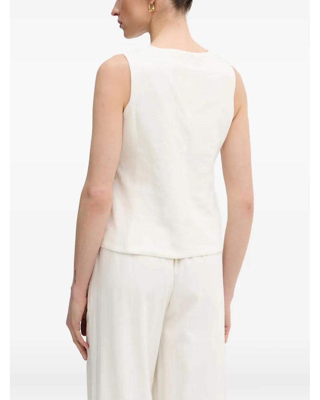 DKNY White Sleeveless Blouse