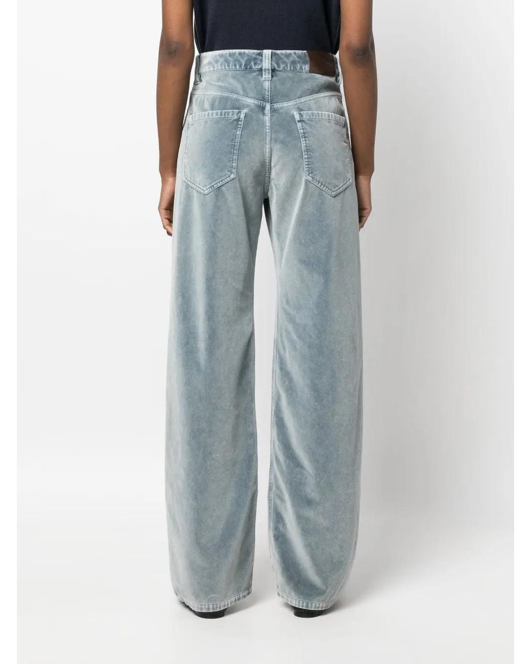 Brunello Cucinelli Blue Velvet Wide-Leg Trousers