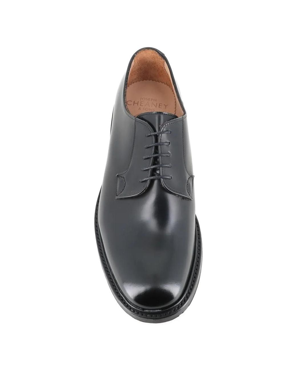 Cheaney Black Lace-Up Derby Shoes for men