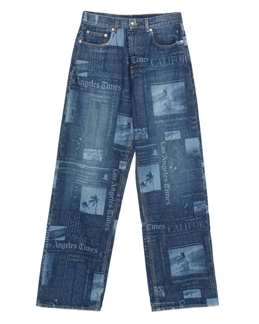 Palm Angels Blue Cotton Jeans for men