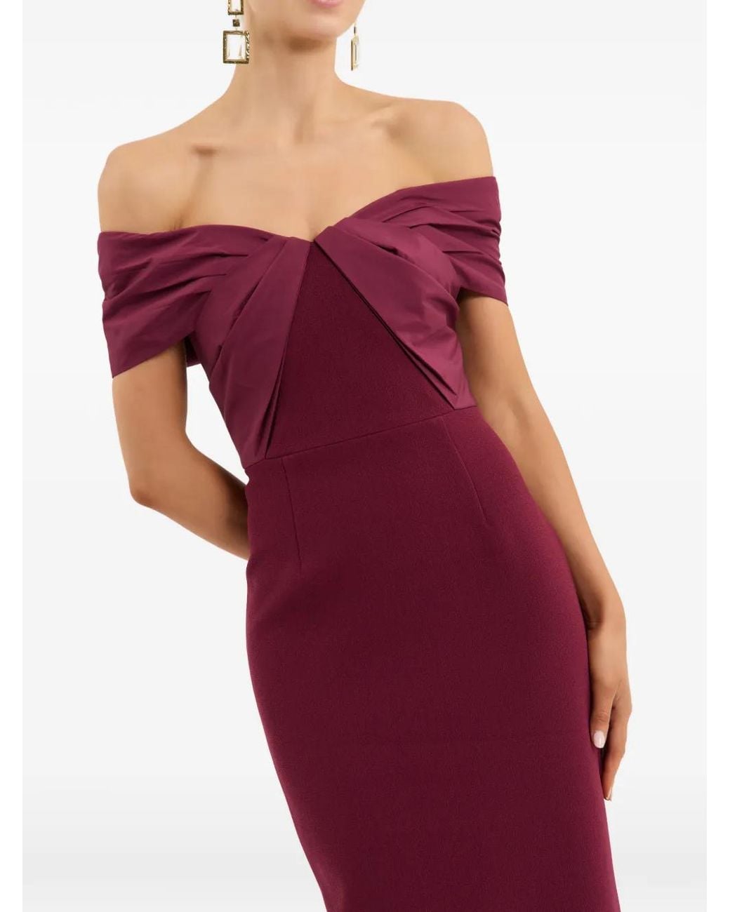 Rebecca Vallance Red Cava Off The Shoulder Gown