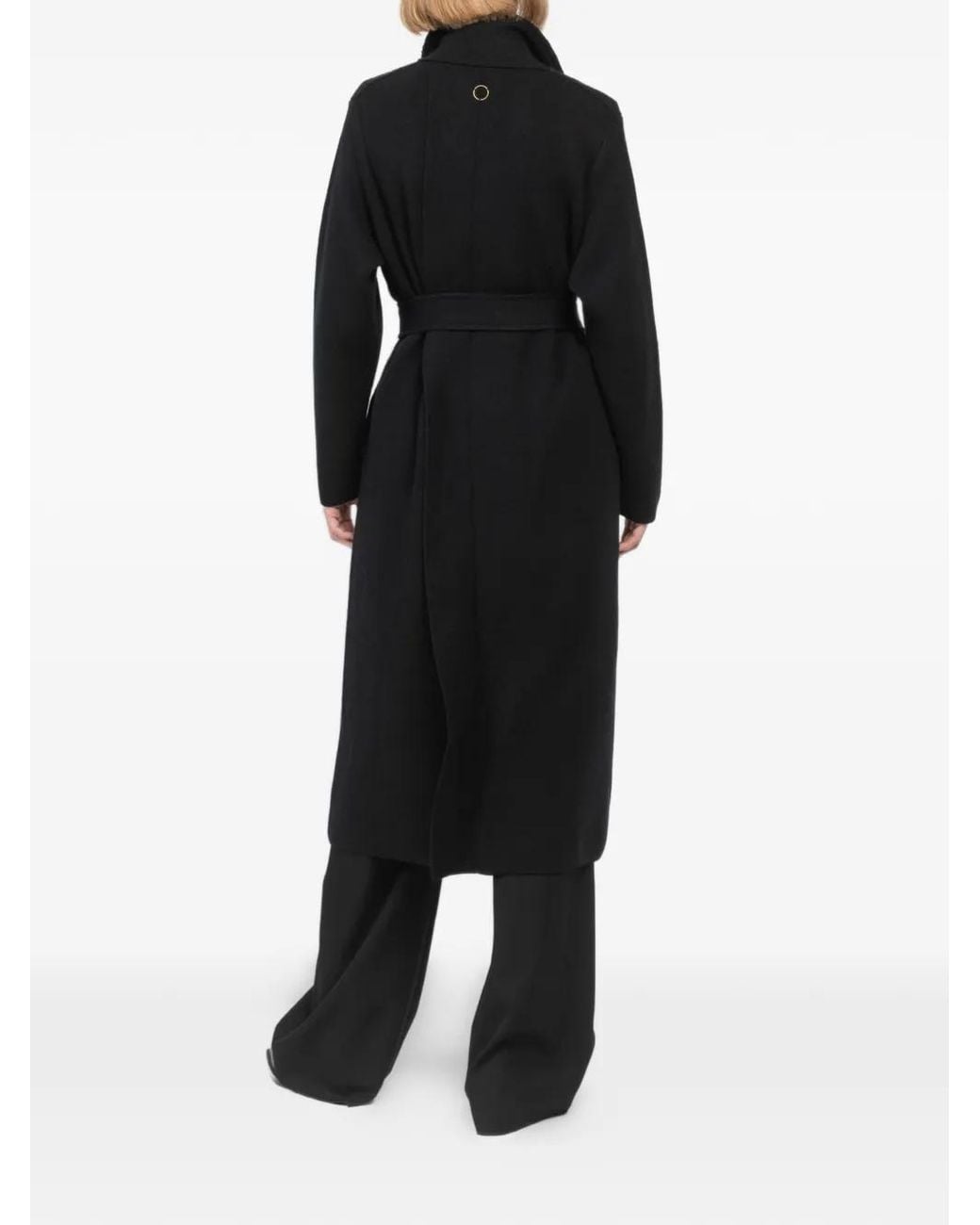 Oyuna Black Itumi Belted Double-Breasted Coat