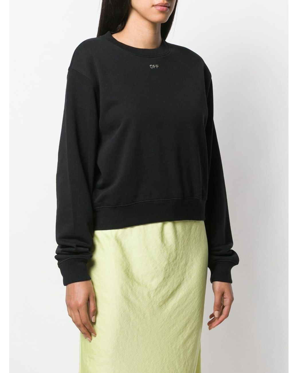 Off White c o Virgil Abloh Rhinestone Embellished Sweatshirt in