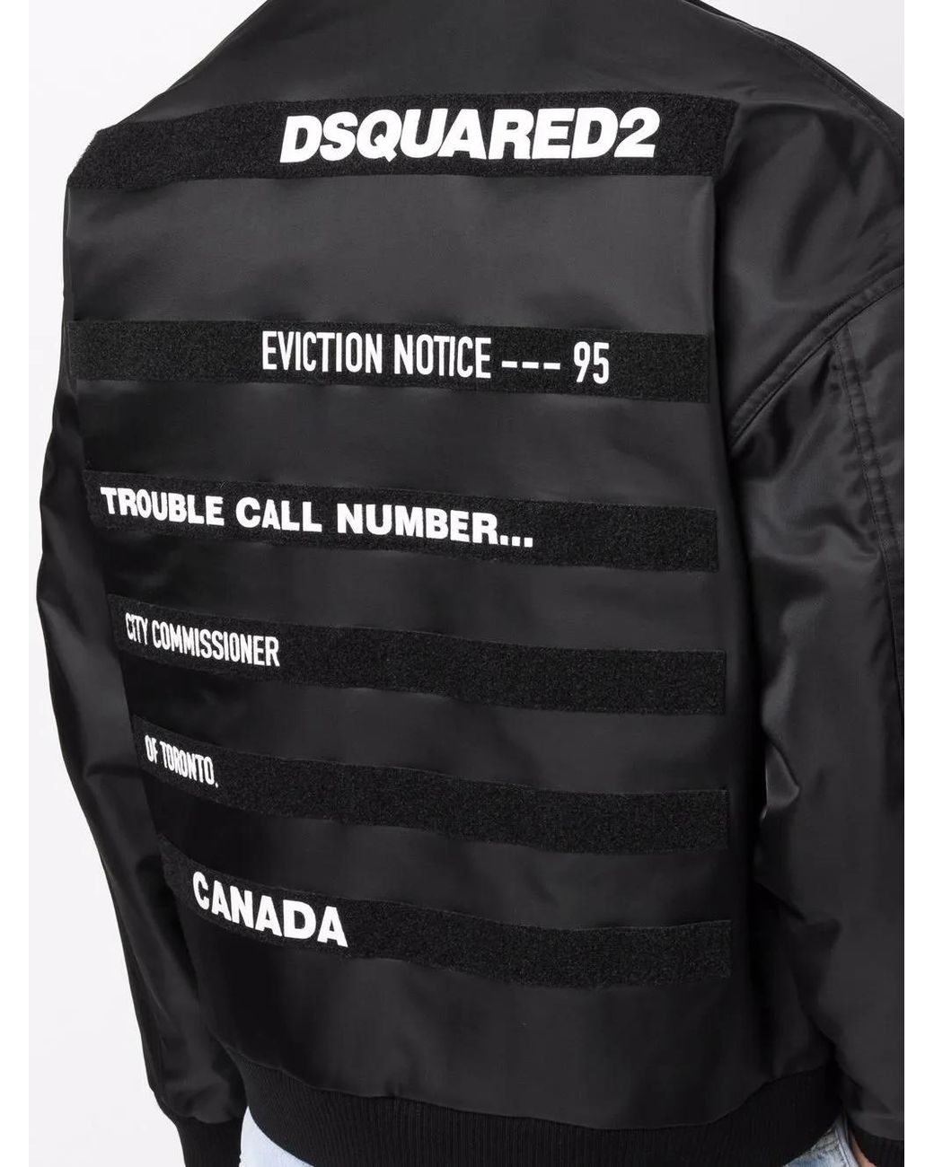 DSquared² Black Slogan-Print Bomber Jacket for men