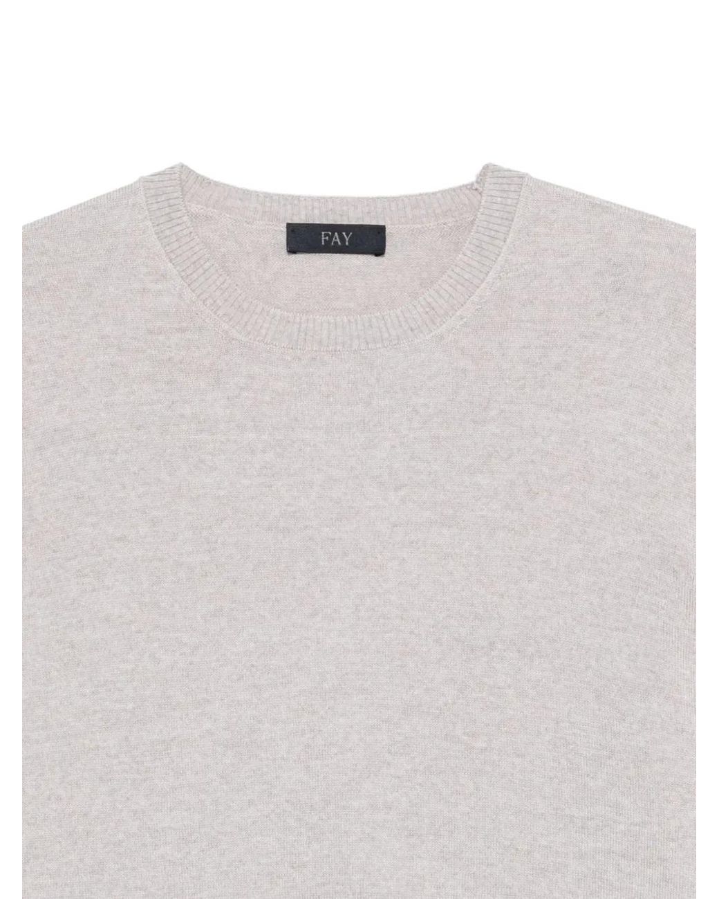Fay White Crew-Neck Sweater for men